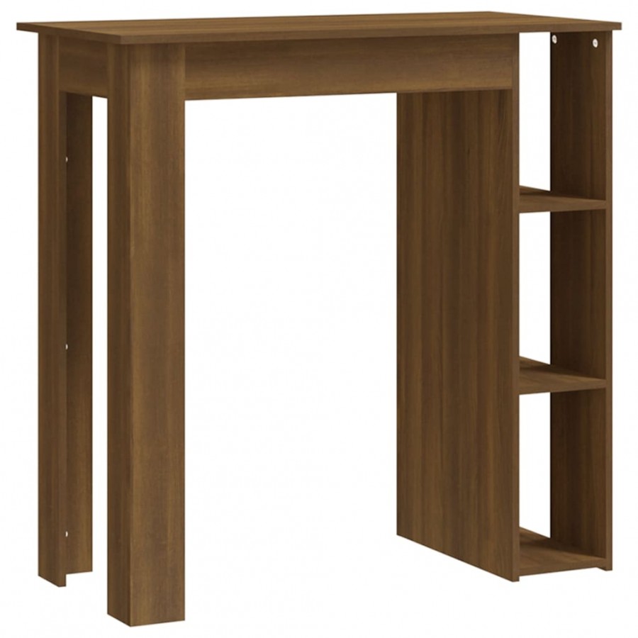 Table de bar avec étagère Chêne marron 102x50x103,5cm Aggloméré