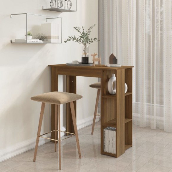 Table de bar avec étagère Chêne marron 102x50x103,5cm Aggloméré