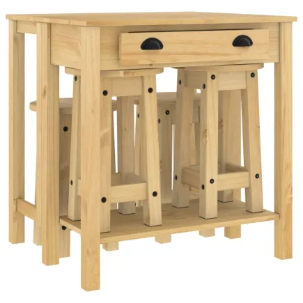 Ensemble de bar 5 pcs Bois de pin massif 2