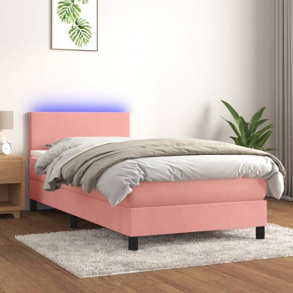 Lit avec matelas LED Rose 80x200 cm Velours