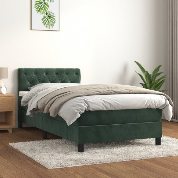 Lit et matelas Vert foncé 80x200 cm Velours