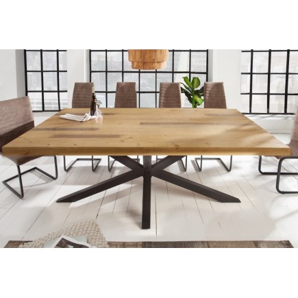 Table à manger bois massif 200 cm pied mikado noir 2