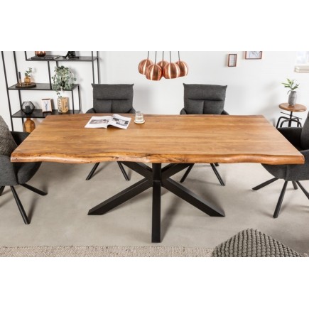 Table en Bois Massif 180cm avec Pieds Mikado en Métal Noir 2