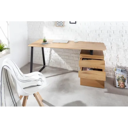 Bureau Asymétrique Industriel en Chêne et Métal 2
