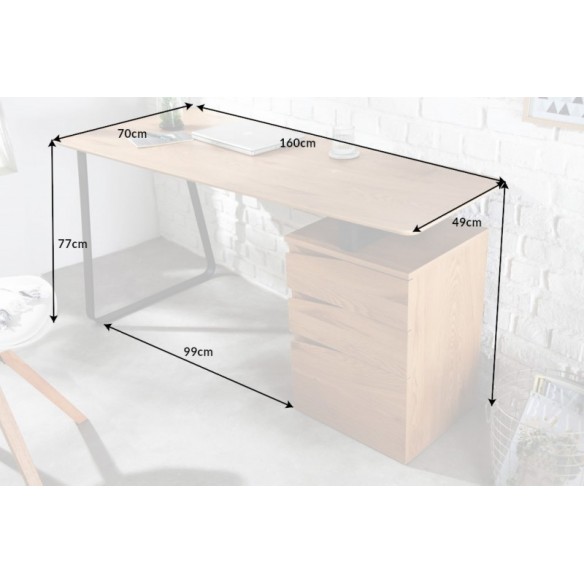 Bureau Asymétrique Industriel en Chêne et Métal Bureau Asymétrique Industriel en Chêne et Métal