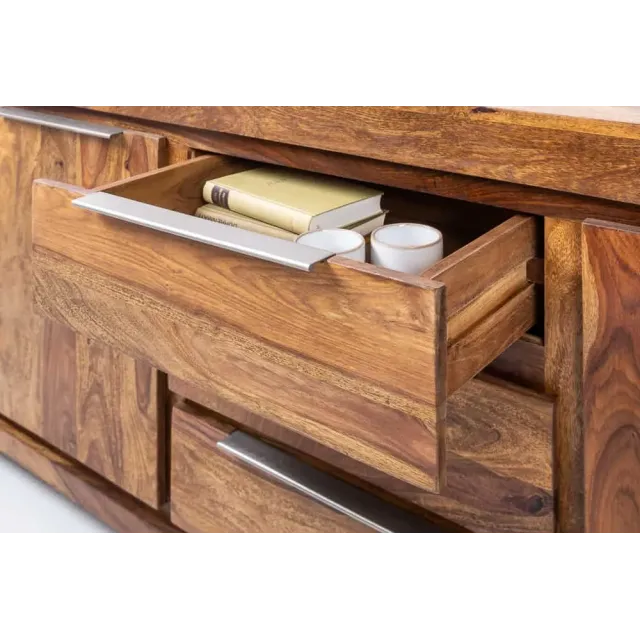 Buffet en Bois Massif Sheesham – 2 Portes & 3 Tiroirs| La force du design, la douceur du foyer.