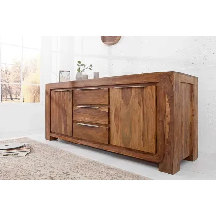 Buffet HERCULE en bois massif sheesham naturel – 2 portes et 3 tiroirs 2