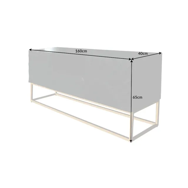 Meuble TV SCORPION 160 cm – Bois massif de manguier noir sculpté à la main, piètement doré