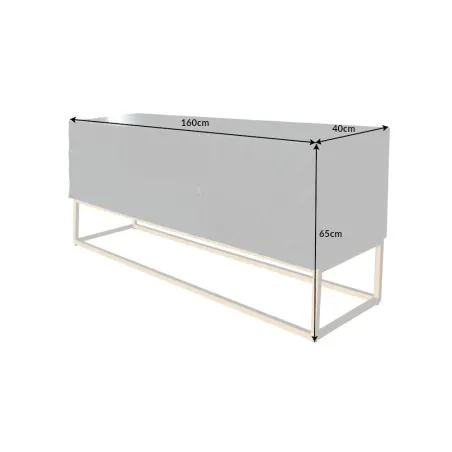 Meuble TV SCORPION 160 cm – Bois massif de manguier noir sculpté à la main, piètement doré