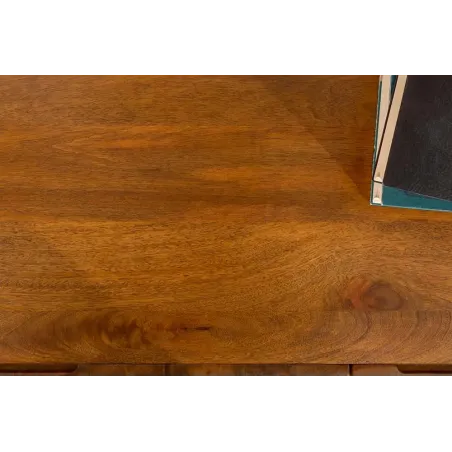 Buffet SCORPION 140 cm – Bois massif de manguier brun, piètement métal noir, façades sculptées 3D