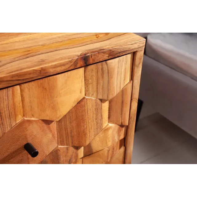 Chevet MYSTIC LIVING 60 cm en bois massif d’acacia – Naturel 3D avec rangement