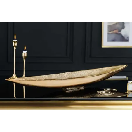 Coupe décorative GOLD LEAF 80 cm – Aluminium doré antique, fabrication artisanale
