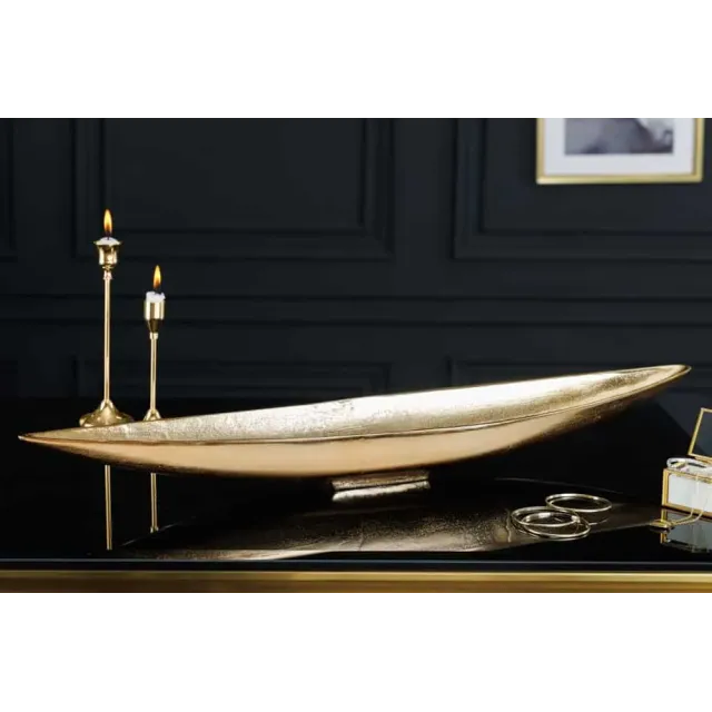 Coupe décorative GOLD LEAF 80 cm – Aluminium doré antique, fabrication artisanale