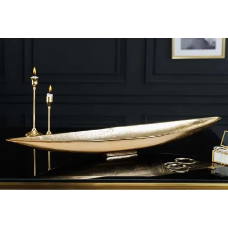 Coupe décorative GOLD LEAF 80 cm – Aluminium doré antique, fabrication artisanale
