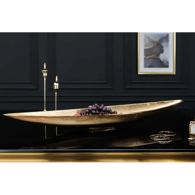 Coupe décorative GOLD LEAF 80 cm – Aluminium doré antique, fabrication artisanale