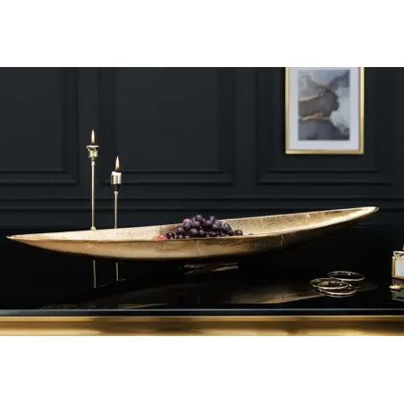 Coupe décorative GOLD LEAF 80 cm – Aluminium doré antique, fabrication artisanale
