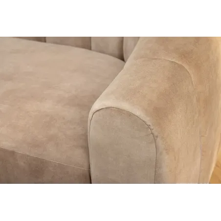Canapé 3 places BABYLON 200 cm – Velours champagner beige avec surpiqûres décoratives