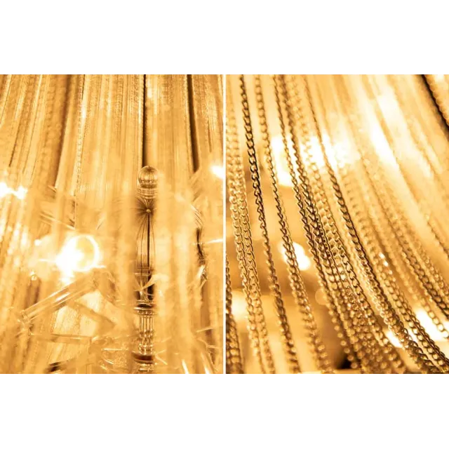 Lustre ROYAL XL 70 cm – Suspension argentée en chaînes métalliques, 6 ampoules E14