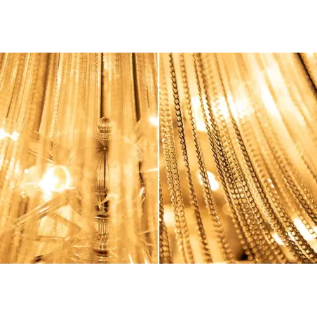 Lustre ROYAL XL 70 cm – Suspension argentée en chaînes métalliques, 6 ampoules E14