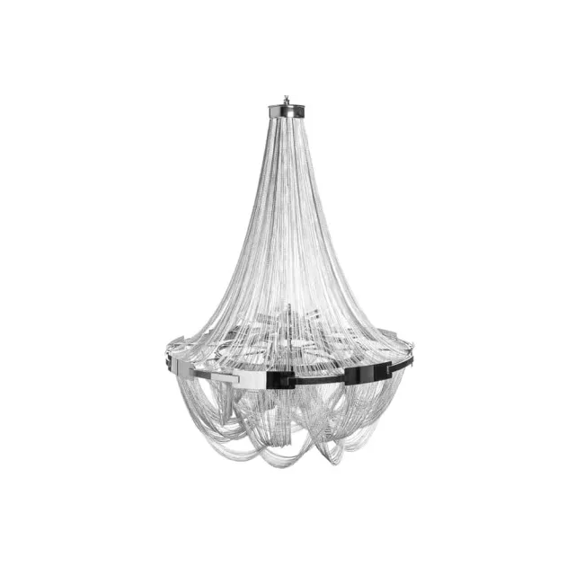 Lustre ROYAL XL 70 cm – Suspension argentée en chaînes métalliques, 6 ampoules E14