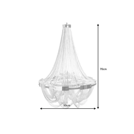 Lustre ROYAL XL 70 cm – Suspension argentée en chaînes métalliques, 6 ampoules E14