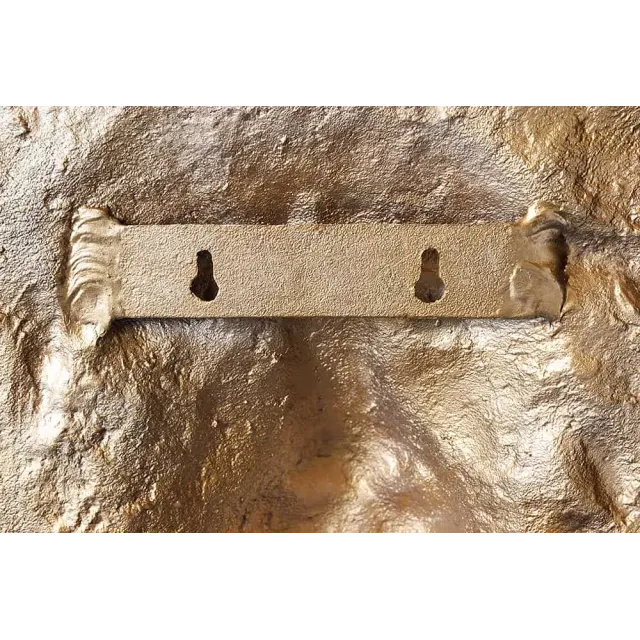 Décoration murale WILDLIFE LION 60 cm – Sculpture tête de lion dorée en métal, handmade