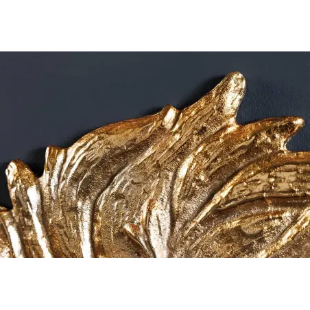 Décoration murale WILDLIFE LION 60 cm – Sculpture tête de lion dorée en métal, handmade