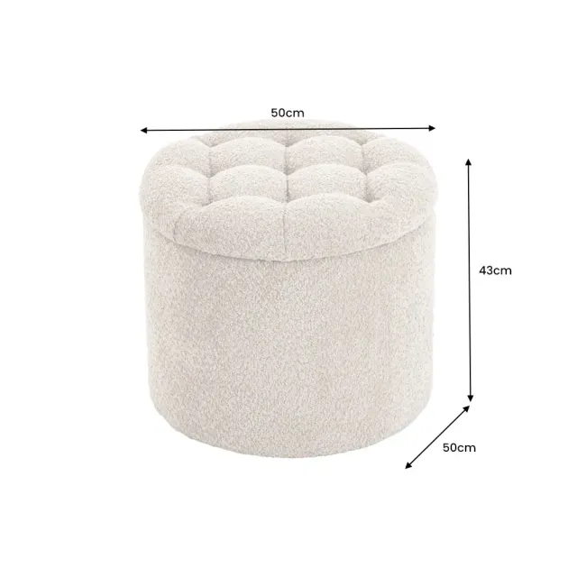 Pouf MODERN BAROCK 50cm – Pouf design champagner Bouclé avec espace de rangement