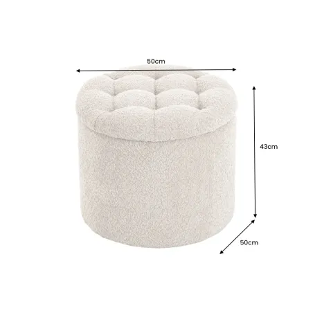 Pouf MODERN BAROCK 50cm – Pouf design champagner Bouclé avec espace de rangement