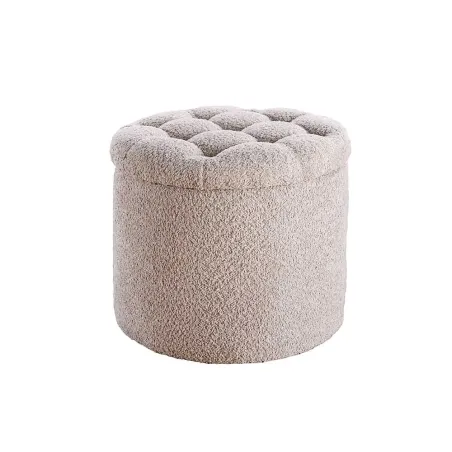 Pouf MODERN BAROCK 50cm – Pouf design champagner Bouclé avec espace de rangement
