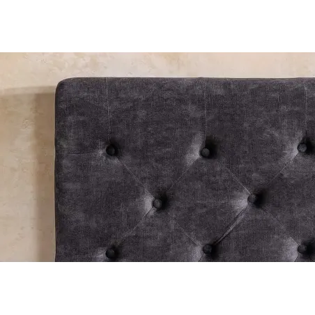 Boxbett PARIS 180x200cm – Lit coffre design Chesterfield en velours gris avec rangement intégré