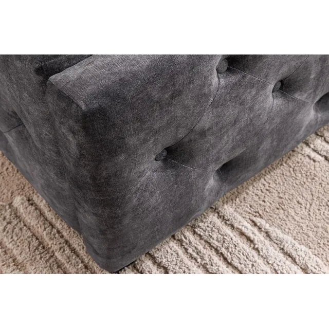 Boxbett PARIS 180x200cm – Lit coffre design Chesterfield en velours gris avec rangement intégré