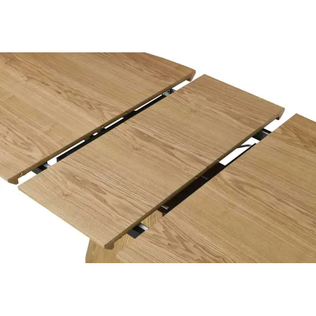 Table à manger extensible UNIQUE 160–200 cm – Chêne naturel avec pied central au design élégant