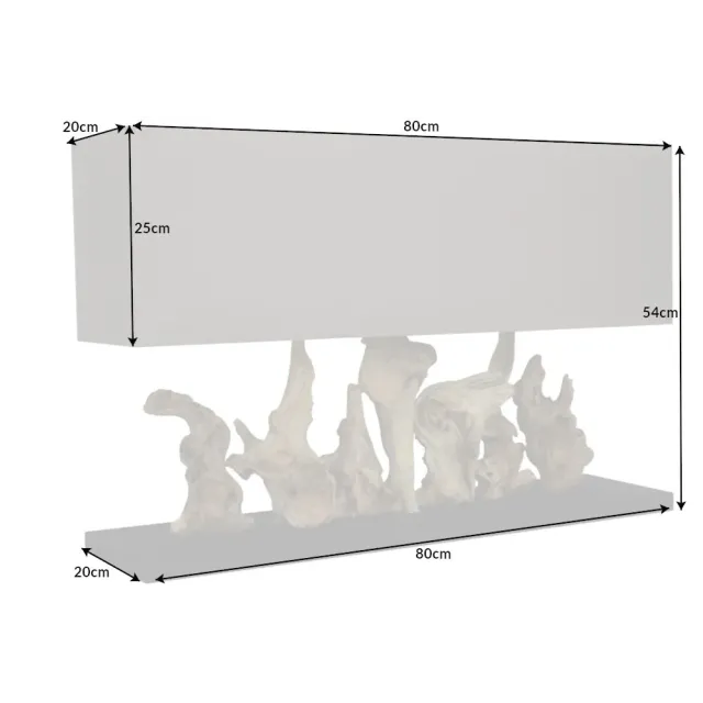 Lampe de table design PURE UNIQUE 80 cm – Bois flotté naturel et abat-jour en lin beige