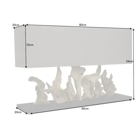 Lampe de table design PURE UNIQUE 80 cm – Bois flotté naturel et abat-jour en lin beige