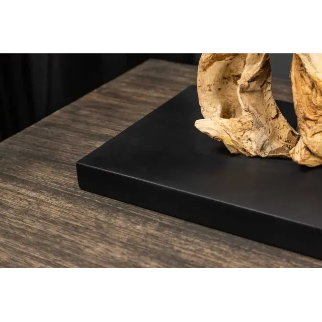 Lampe de table design PURE UNIQUE 80 cm – Bois flotté naturel et abat-jour en lin beige