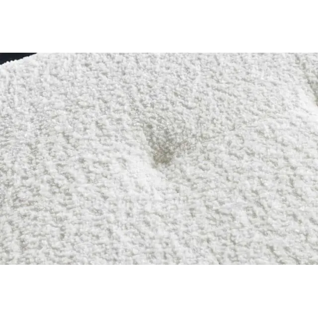 Banquette design BOUTIQUE 100 cm – Assise en bouclé blanc et pieds en métal noir réglables