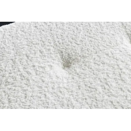 Banquette design BOUTIQUE 100 cm – Assise en bouclé blanc et pieds en métal noir réglables