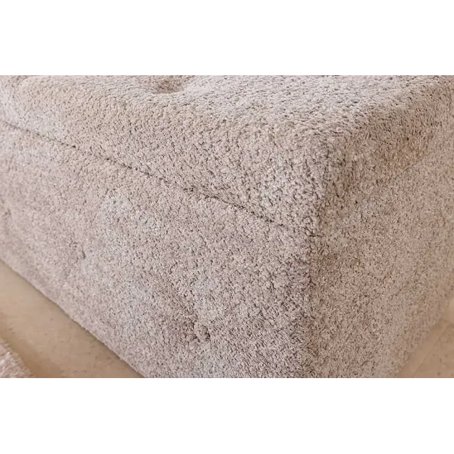 Banquette de lit Chesterfield EXTRAVAGANCIA 140 cm – Tissu bouclé champagner greige avec coffre de rangement intégré