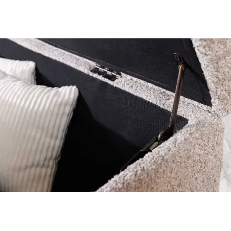 Banquette de lit Chesterfield EXTRAVAGANCIA 140 cm – Tissu bouclé champagner greige avec coffre de rangement intégré