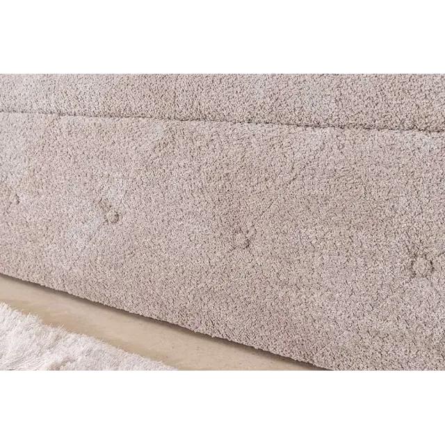 Banquette de lit Chesterfield EXTRAVAGANCIA 140 cm – Tissu bouclé champagner greige avec coffre de rangement intégré