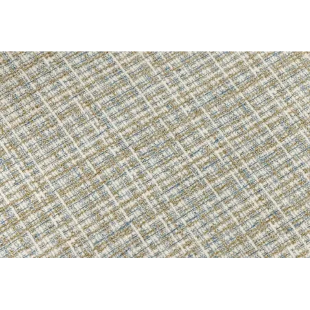 Chaise design LYON – Bouclé bleu à carreaux, pieds en métal noir au style rétro-moderne