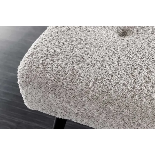 Banquette BOUTIQUE 100 cm – Tissu bouclé champagner greige avec pieds en métal noir réglables