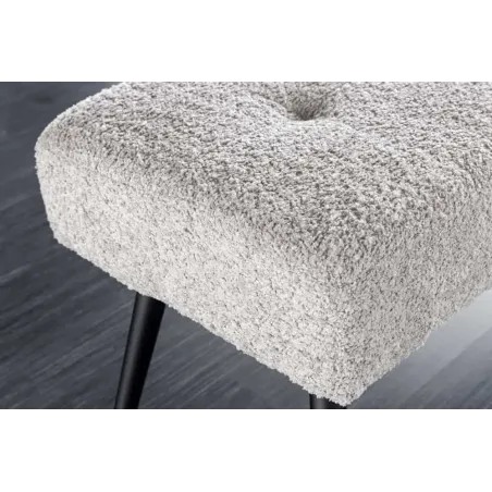 Banquette BOUTIQUE 100 cm – Tissu bouclé champagner greige avec pieds en métal noir réglables