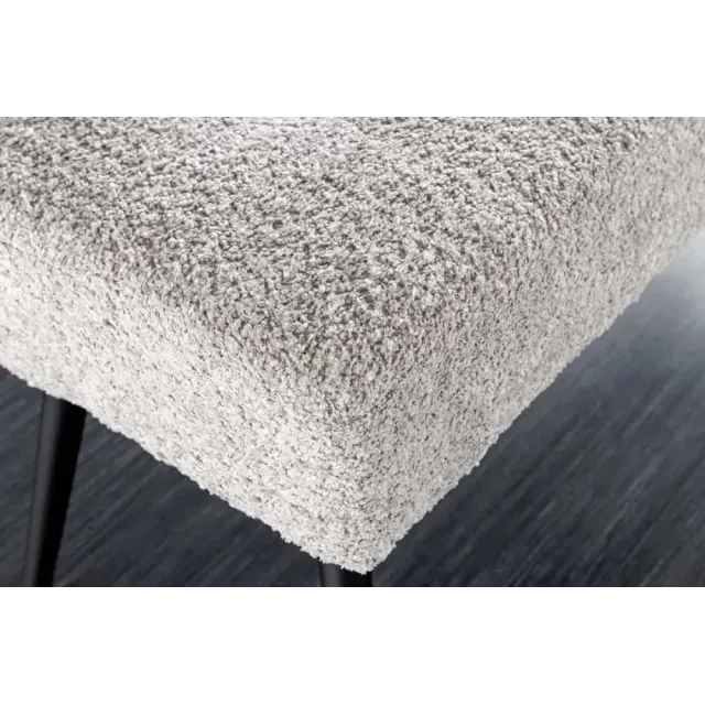 Banquette BOUTIQUE 100 cm – Tissu bouclé champagner greige avec pieds en métal noir réglables