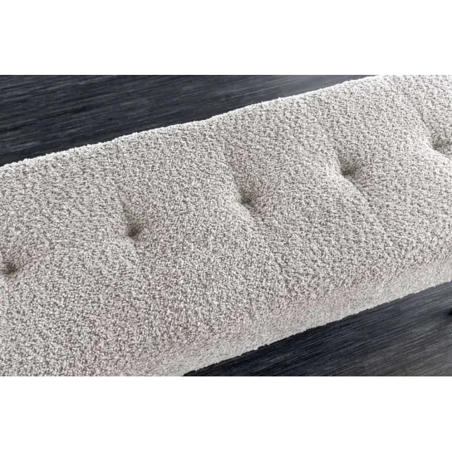 Banquette BOUTIQUE 100 cm – Tissu bouclé champagner greige avec pieds en métal noir réglables