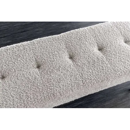 Banquette BOUTIQUE 100 cm – Tissu bouclé champagner greige avec pieds en métal noir réglables