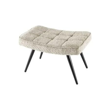 Repose-pieds moderne scandinave – Tissu bouclé champagner greige avec pieds en métal noir