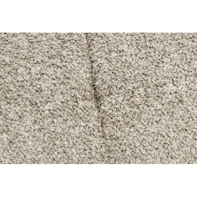 Repose-pieds moderne scandinave – Tissu bouclé champagner greige avec pieds en métal noir