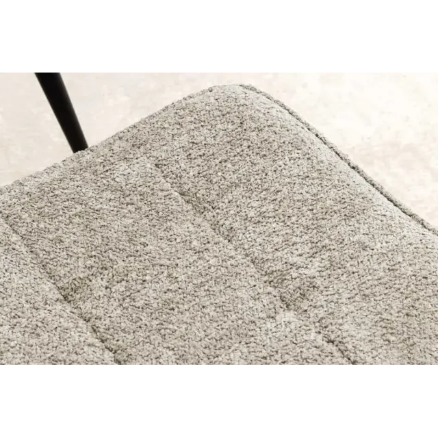 Repose-pieds moderne scandinave – Tissu bouclé champagner greige avec pieds en métal noir